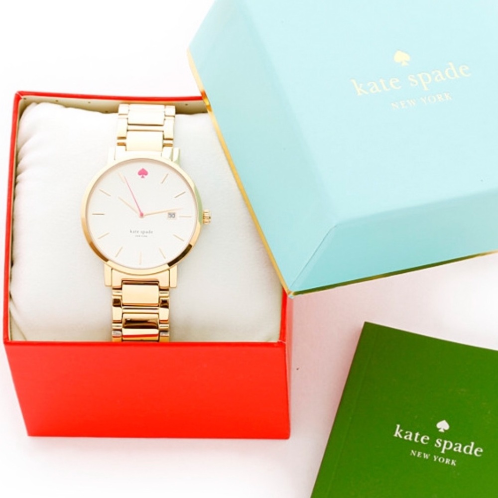Gold Kate Spade Watch with hot pink detail!